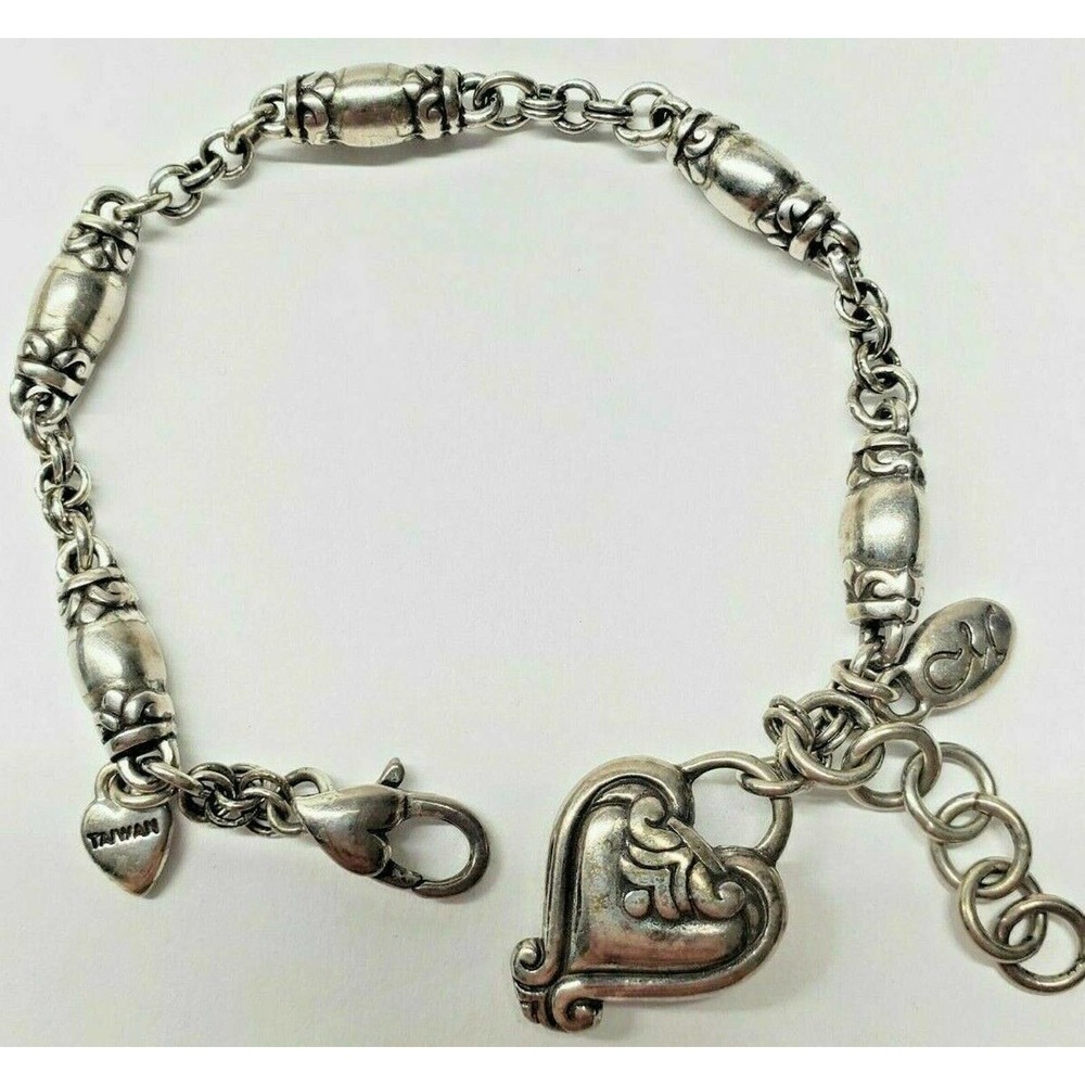 Brighton Silver Tone Barrel Link Bracelet Heart CM Creative Memories Consultant